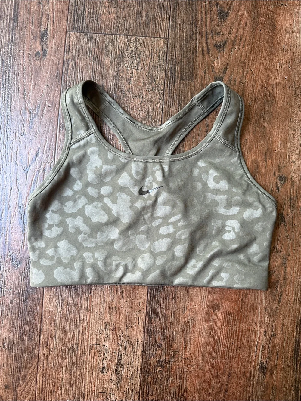 Nike Olive Green Leopard-Print Racerback Sports Bra and Leggings Size M